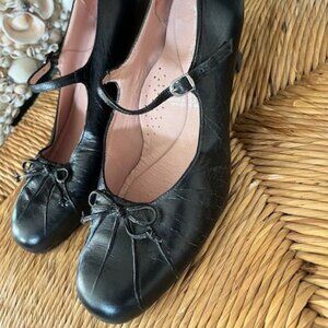 Kumfs Black Leather Ballet Mary Jane Pumps size 9 M Ballroom Dancing Shoes